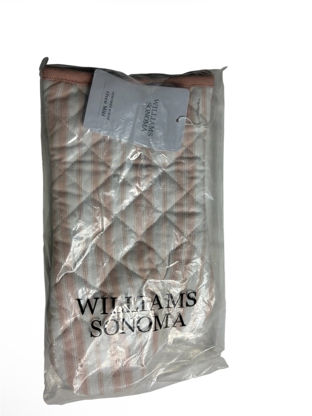 NWT Williams Sonoma heritage stripe oven mitt in dusty rose